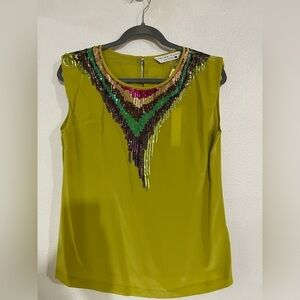 Trina Turk embellished sequin 100% silk sleeveless top NWT